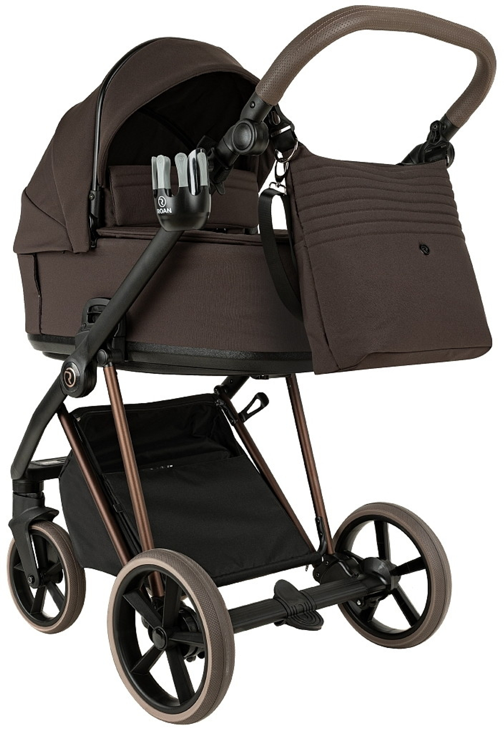 Детская коляска Roan Sol Vintage Luxury 2.0 3 в 1 с автокреслом Pituso Santiso Pro VIN 04/TC Turkish Coffe/Bronze/руч.Cappuccino