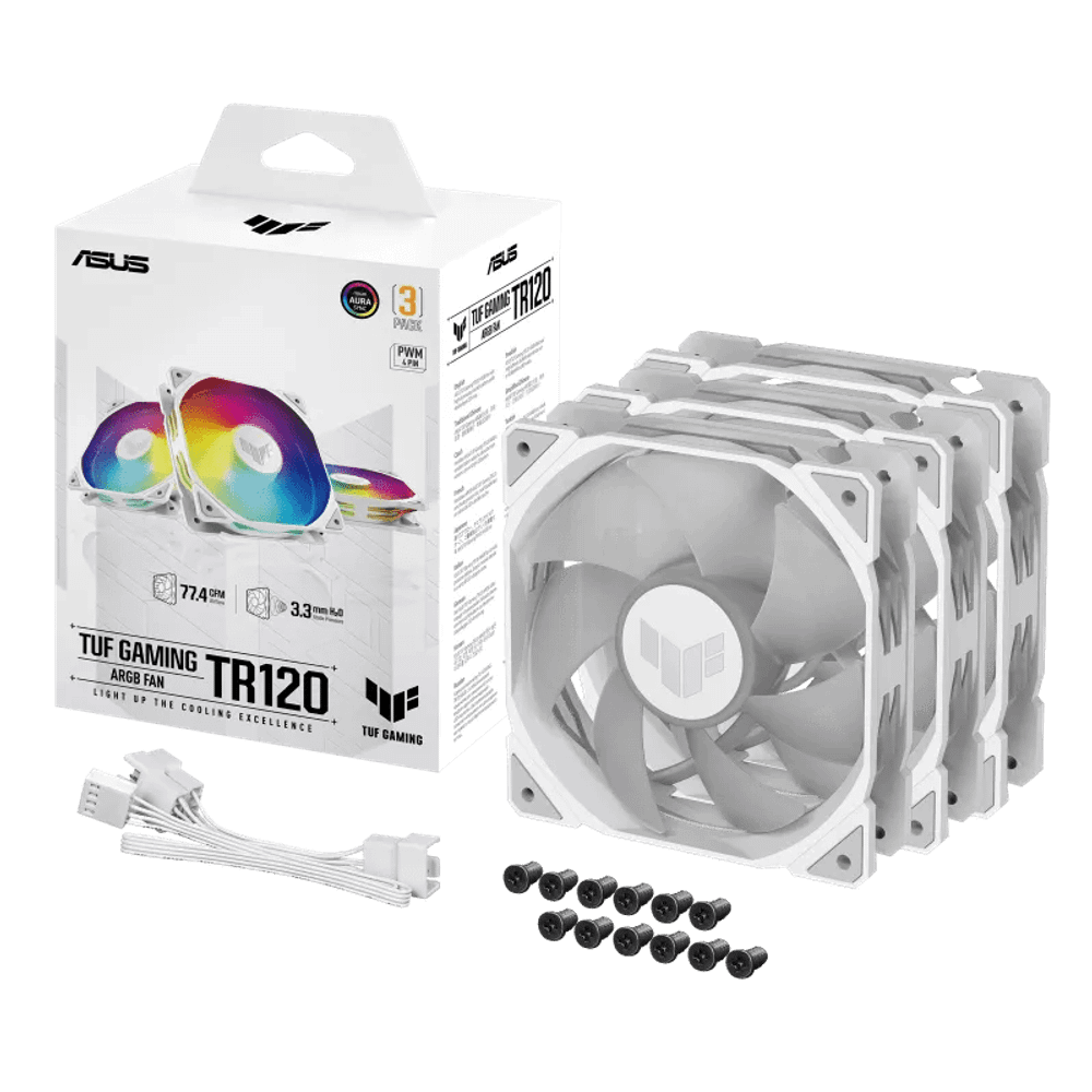Вентилятор для корпуса ASUS TUF GAMING TR120 FAN ARGB WHITE 3IN1 120x120x28 AuraSync TR120-1/WT/3 IN