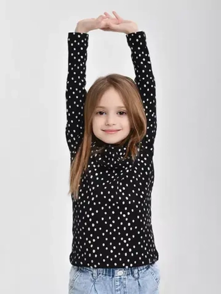 Лонгслив базовый для девочки в горошек