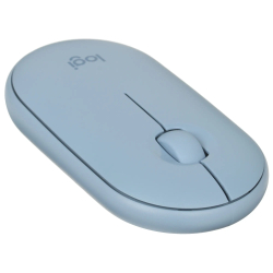 Мышь 910-006655 Мышь беспроводная Logitech PEBBLE M350 Blue голубая, оптическая, 1000dpi, 2.4GHz, USB-ресивер, бесшумная, под обе руки