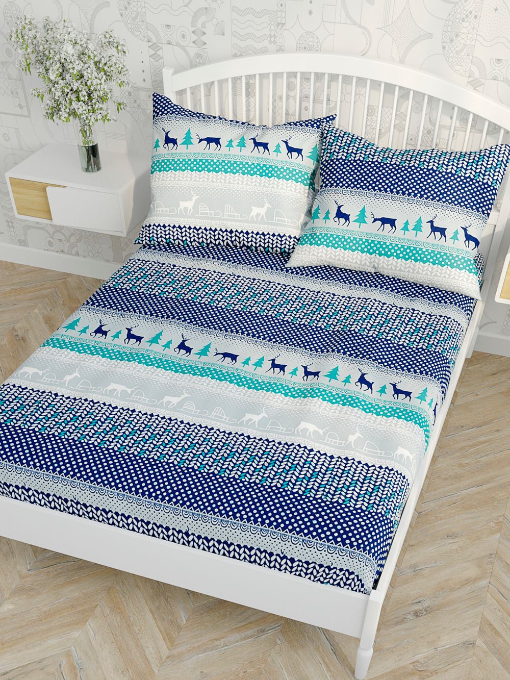 Простынь на резинке Сказка "Скандинавия" 180х200 см, перкаль