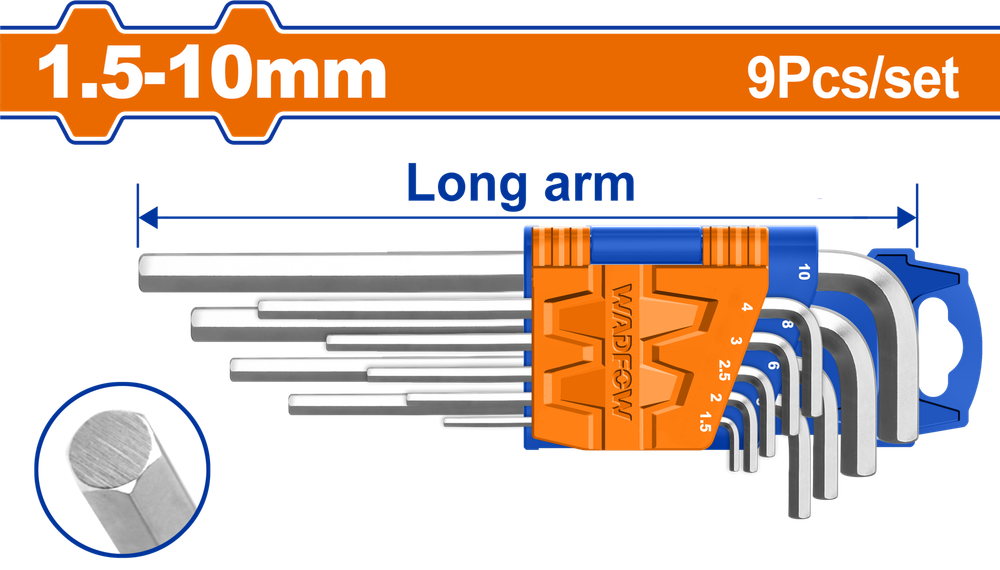 Набор шестигранников HEX Long WADFOW WHK1291 1,5-10 мм