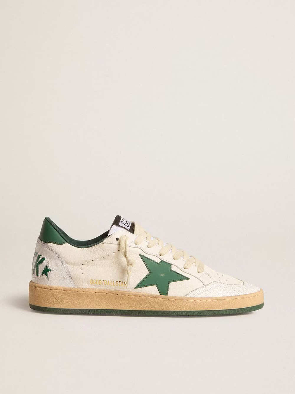 Men’s Ball Star Wishes in white nappa leather with green leather star and heel tab