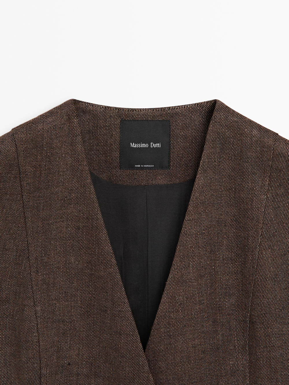 Massimo Dutti Костюмный жилет изо льна, коричневый
