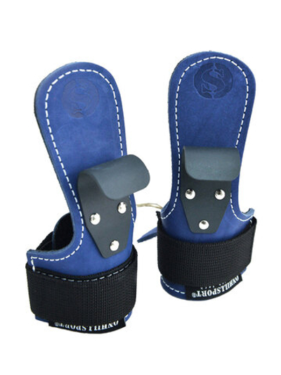 Крюки для турника кожаные, синие