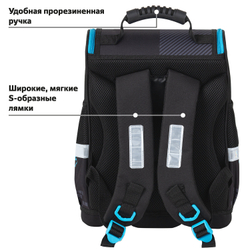 Ранец ЮНЛАНДИЯ WISE, 1 отделение, 3 кармана, устойчивое дно, "Sport game", 37x29х15 см, 272072
