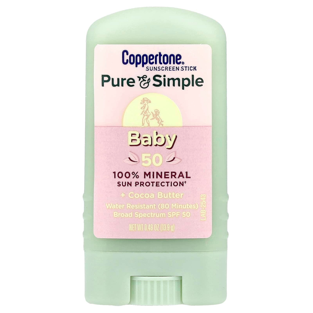 Coppertone, Baby, Pure & Simple, солнцезащитный стик, SPF 50, 13,9 г (0,49 унции)