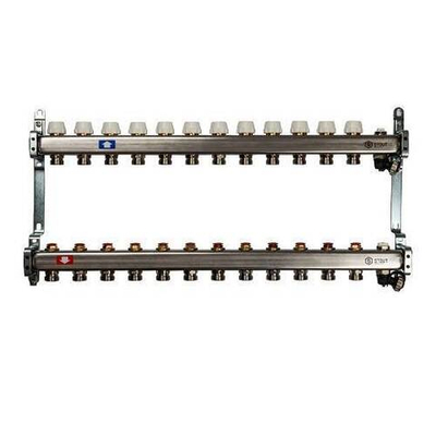 Коллекторная группа для радиаторного отопления STOUT SMS0932 - 1" на 12 контуров 3/4"EK (нерж.сталь)