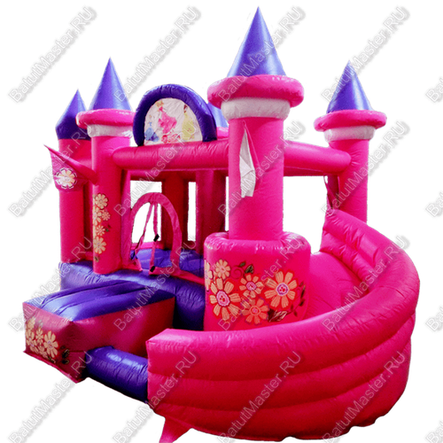 Детский надувной батут "Розовый замок"