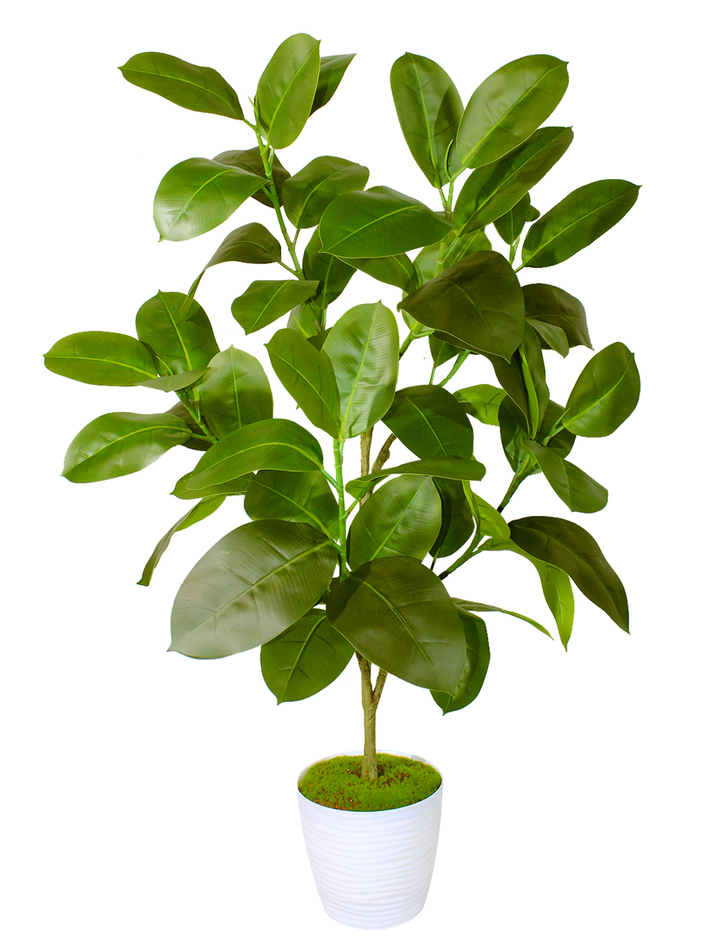 Искусственный Фикус Эластика 110см зеленый в кашпо