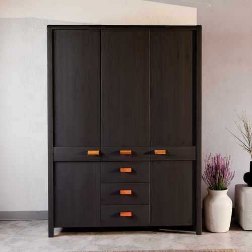 Шкаф деревянный 3 двери 3 ящика Мадейра из массива сосны