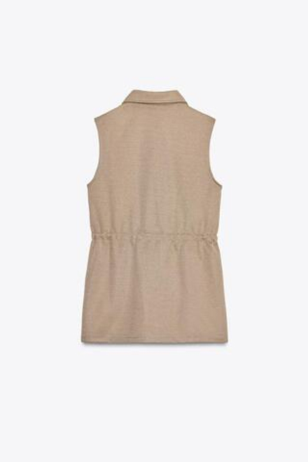 ZARA ЖИЛЕТ ИЗ ТВИЛА С ПУГОВИЦАМИ, БЕЖЕВЫЙ