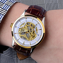 STARKING Automatic Mechanical Movement Stainless Steel Watchband Watch Men"s Watches Skeleton Dial