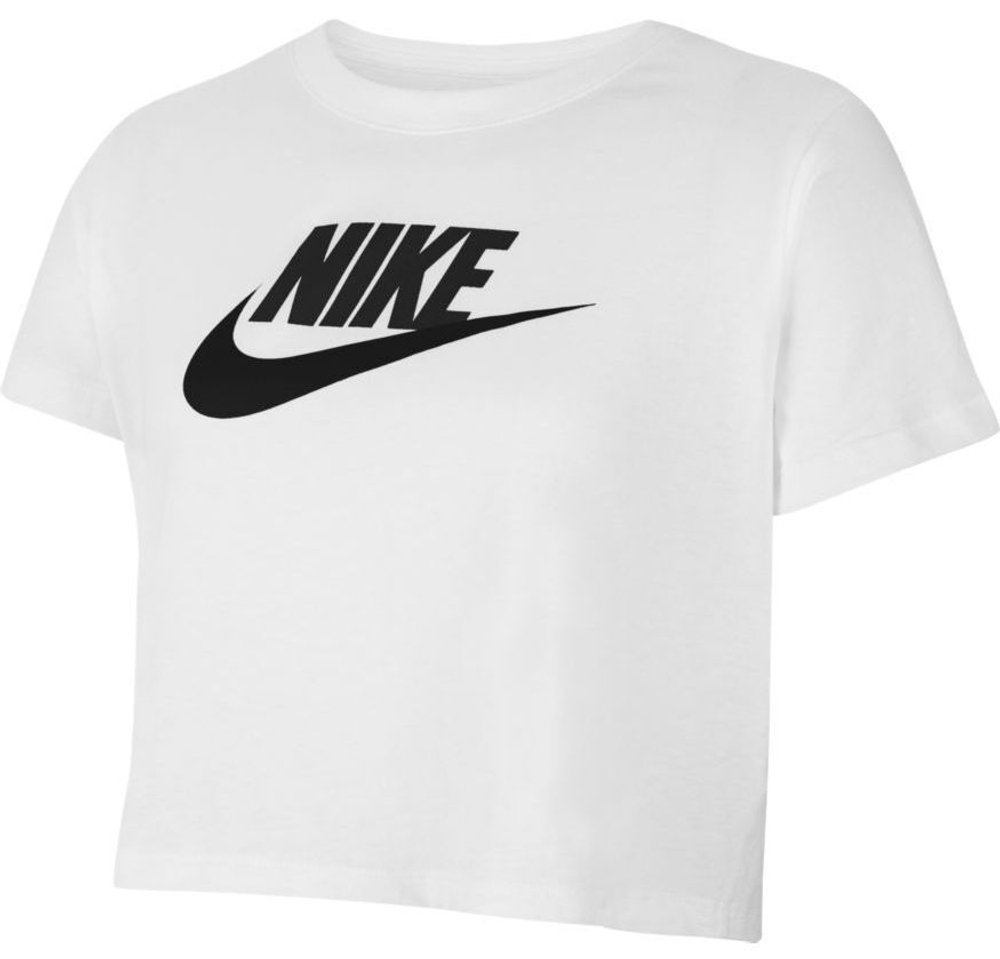 Футболка для девочки теннисная Nike Sportswear Crop Futura Tee - white/black/black
