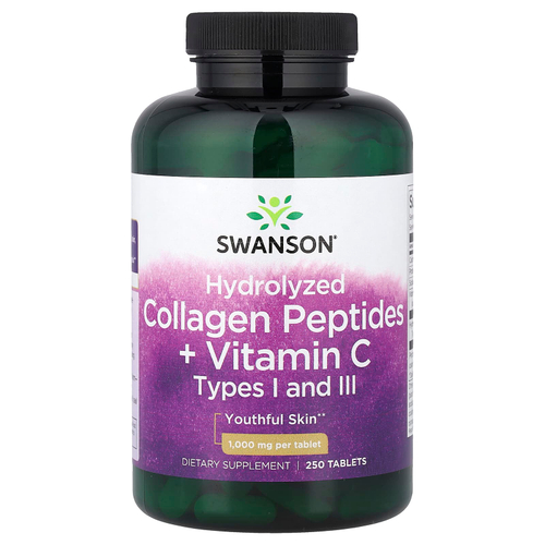 Swanson Vitamins, Гидролизованные пептиды коллагена с витамином C, 250 таблеток