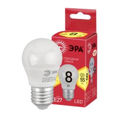 Лампочка светодиодная ЭРА RED LINE ECO LED P45-8W-827-E2 E27 / Е27 8Вт шар теплый белый свет | Лампы cветодиодные Шар (G/P)