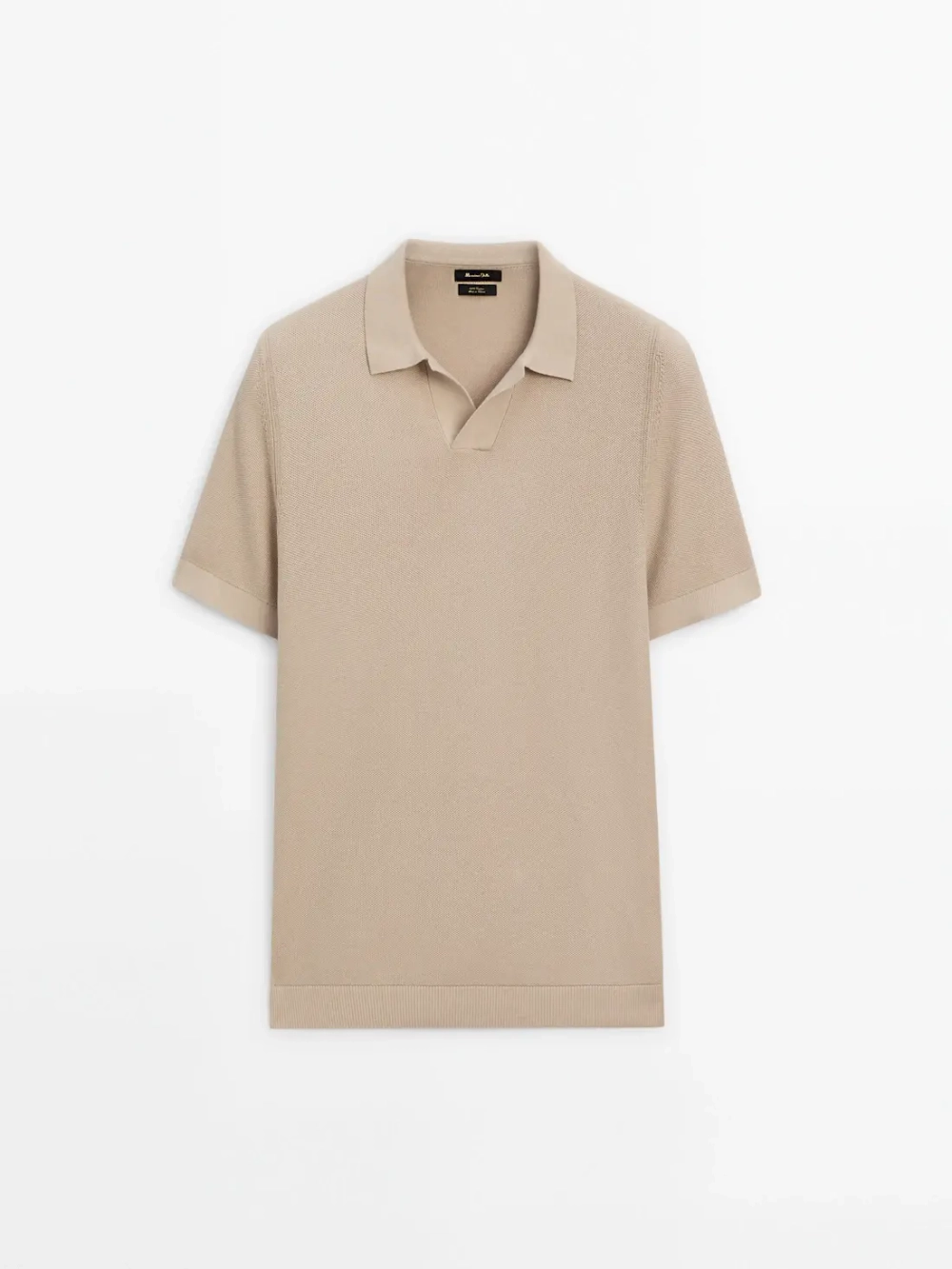 Massimo Dutti Хлопковый свитер с воротником поло и короткими рукавами, дымчатый