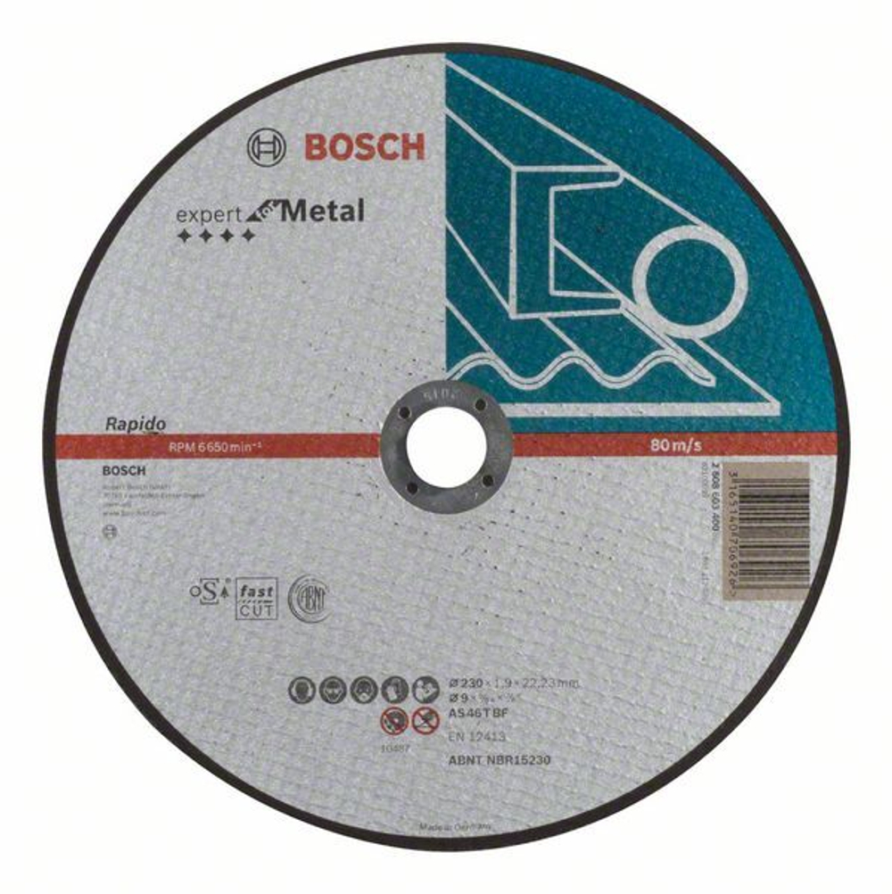 ДИСК ОТРЕЗНОЙ BOSCH METAL 230Х1,9Х22,23ММ 2608603400