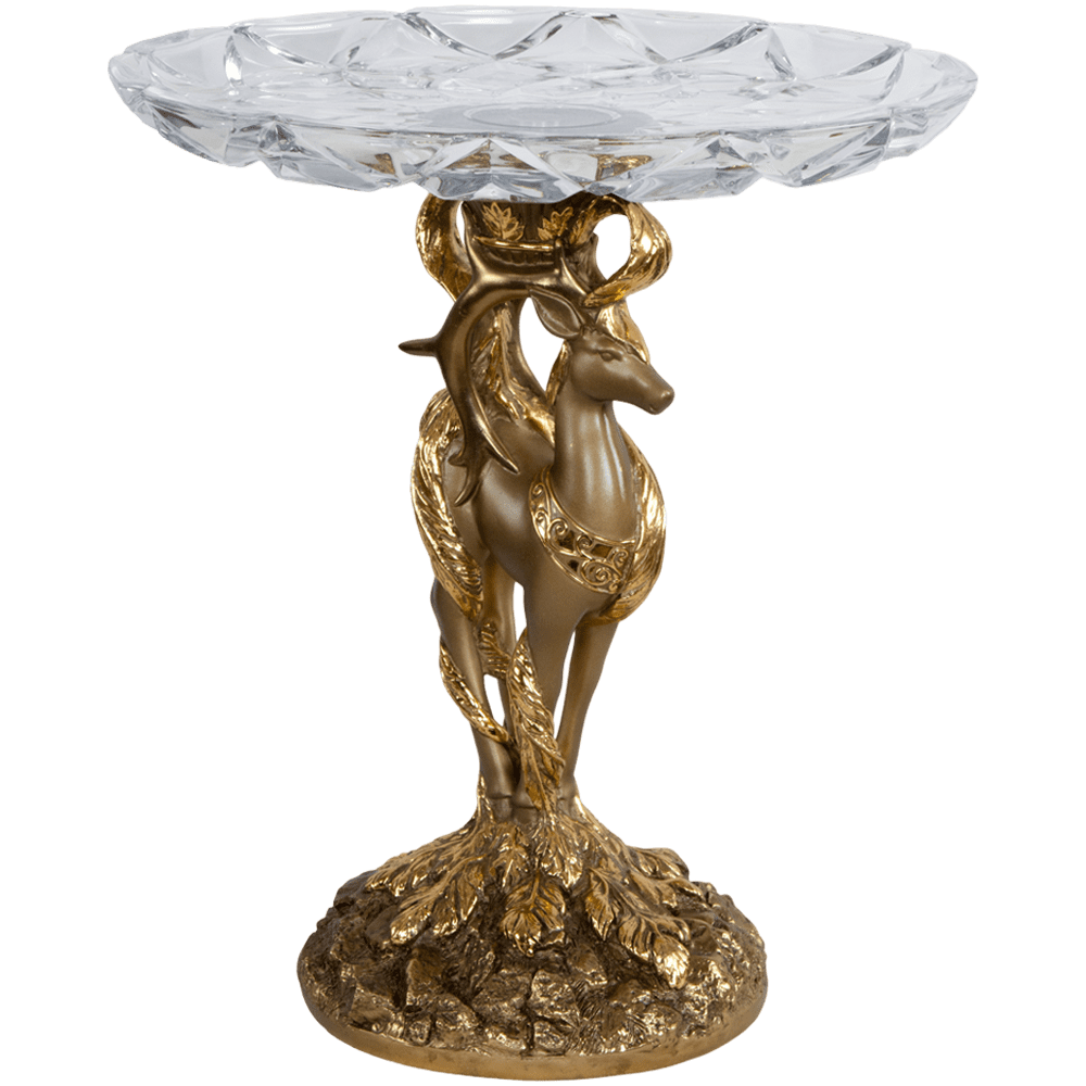 Фруктовница Лань Артемиды Бронза со стеклянной чашей