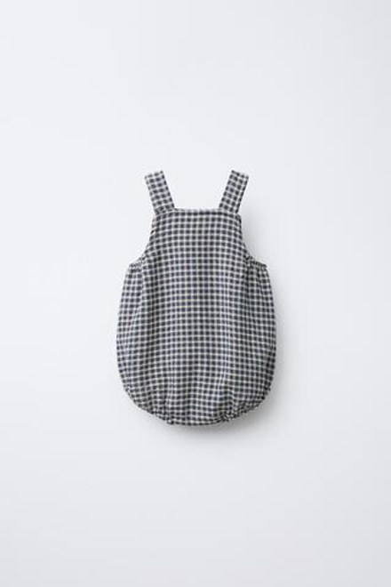 ZARA КОМБИНЕЗОН В КЛЕТКУ ВИШИ, МОРСКОЙ СИНИЙ