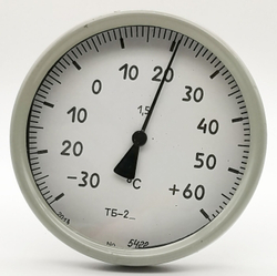 Термометр биметаллический ТБ-2 (-30+60) 100мм, G1/2, 1.5, осевой, показывающий
