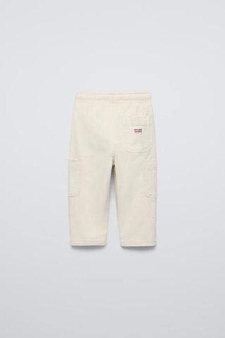 ZARA БРЮКИ STRAIGHT ИЗ ТВИЛА СО ШНУРКАМИ, ЭКРЮ