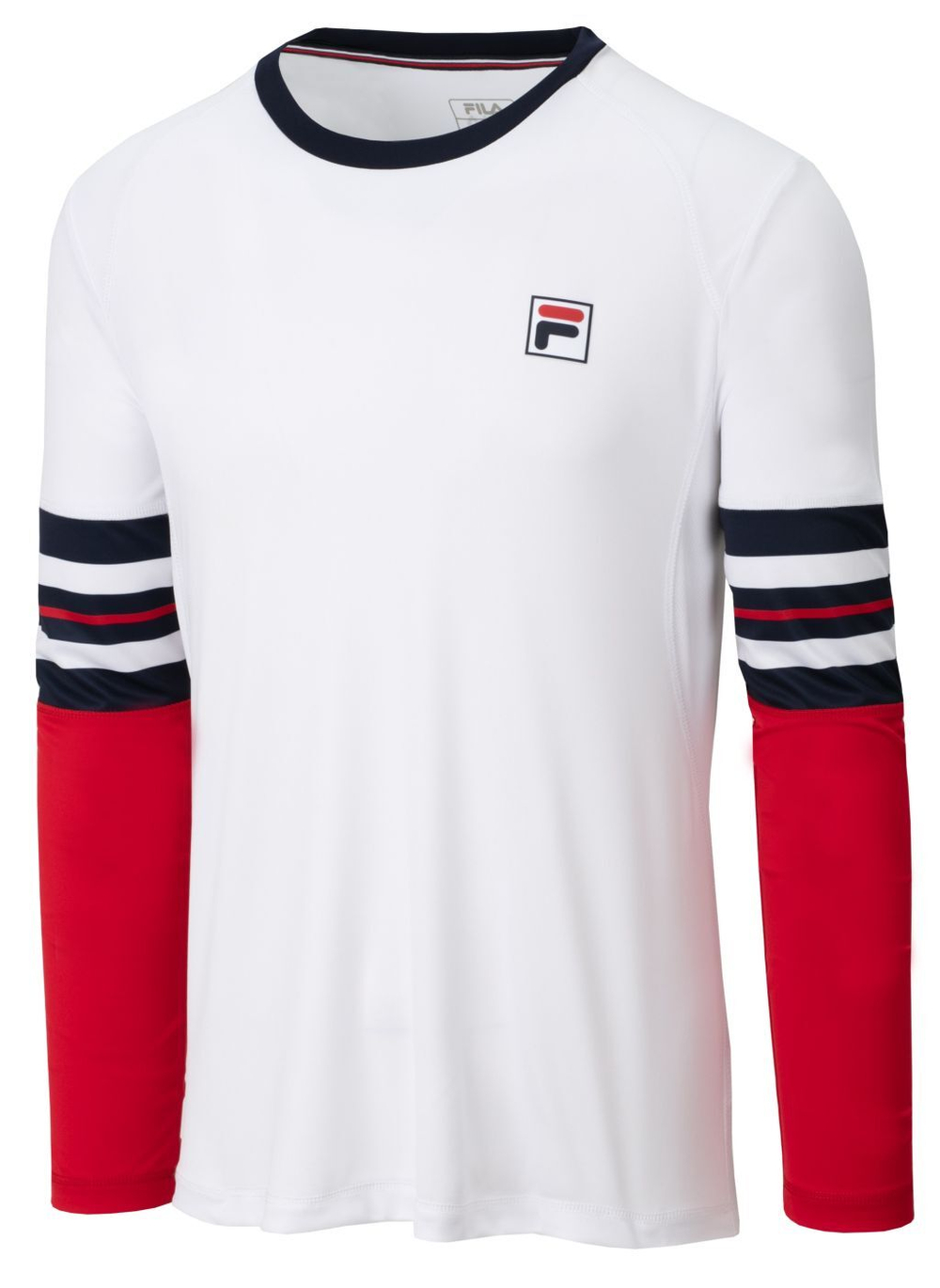 Мужская теннисная футболка теннисная Fila Longsleeve Tom - white/fila navy/fila red