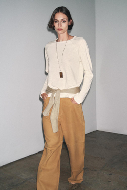 ZARA ХЛОПКОВАЯ ФУТБОЛКА РЕГЛАН, ПЕСОЧНЫЙ МЕЛАНЖ