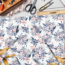 Ткань шифон букеты цветов с листьями