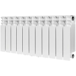 Радиатор биметаллический STOUT TITAN 350 - 11 секций (подключение боковое, цвет белый)