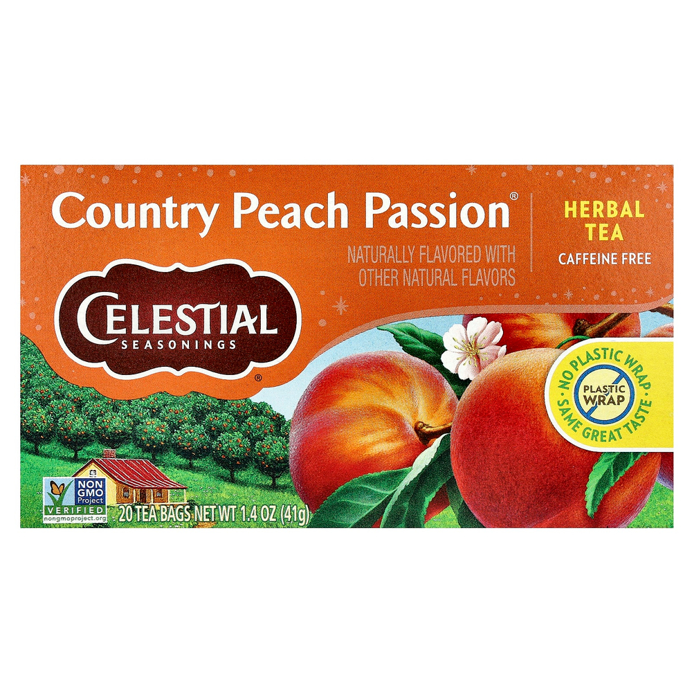 Celestial Seasonings, травяной чай, Country Peach Passion, без кофеина, 20 чайных пакетиков, 41 г (1,4 унции)
