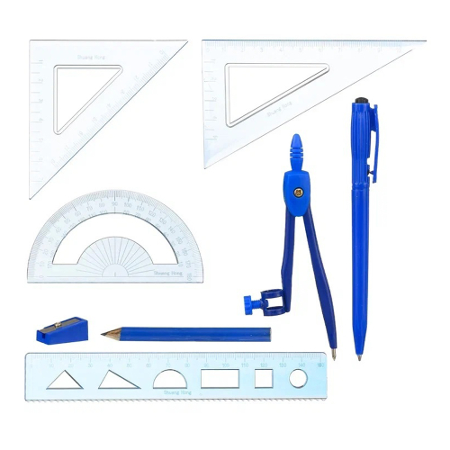 Готовальня Basir 8 предметов в пластиковом футляре, синий цвет