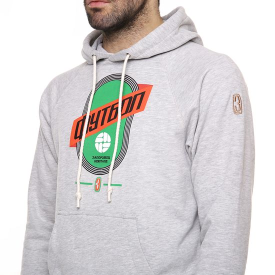 Толстовка ЗАПОРОЖЕЦ Футбольное поле Серо Черный Меланж