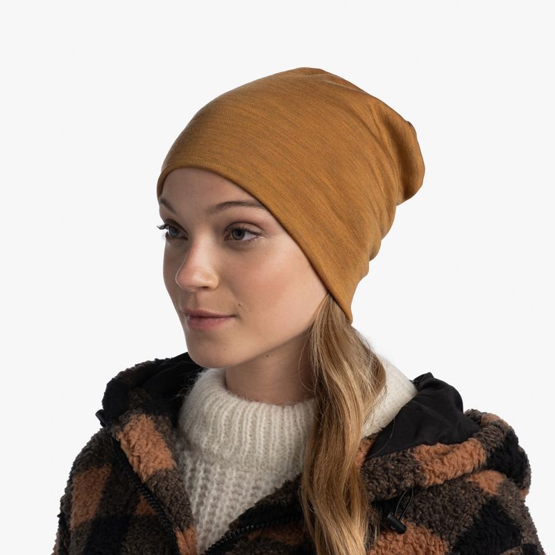 Теплая шерстяная шапка-бини Buff Hat Wool Heavyweight Solid Mustard Фото 5