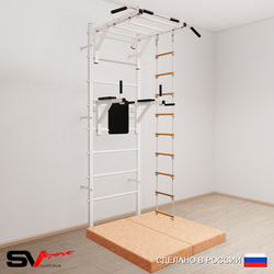 Шведская стенка Sv Sport усиленная 6424 (Турник рукоход/Брусья/Лестница/Мат 1м)