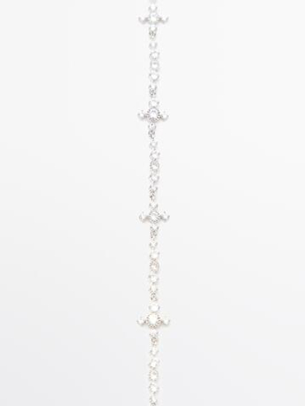 Massimo Dutti Каскадная подвеска со стразами, серебряный