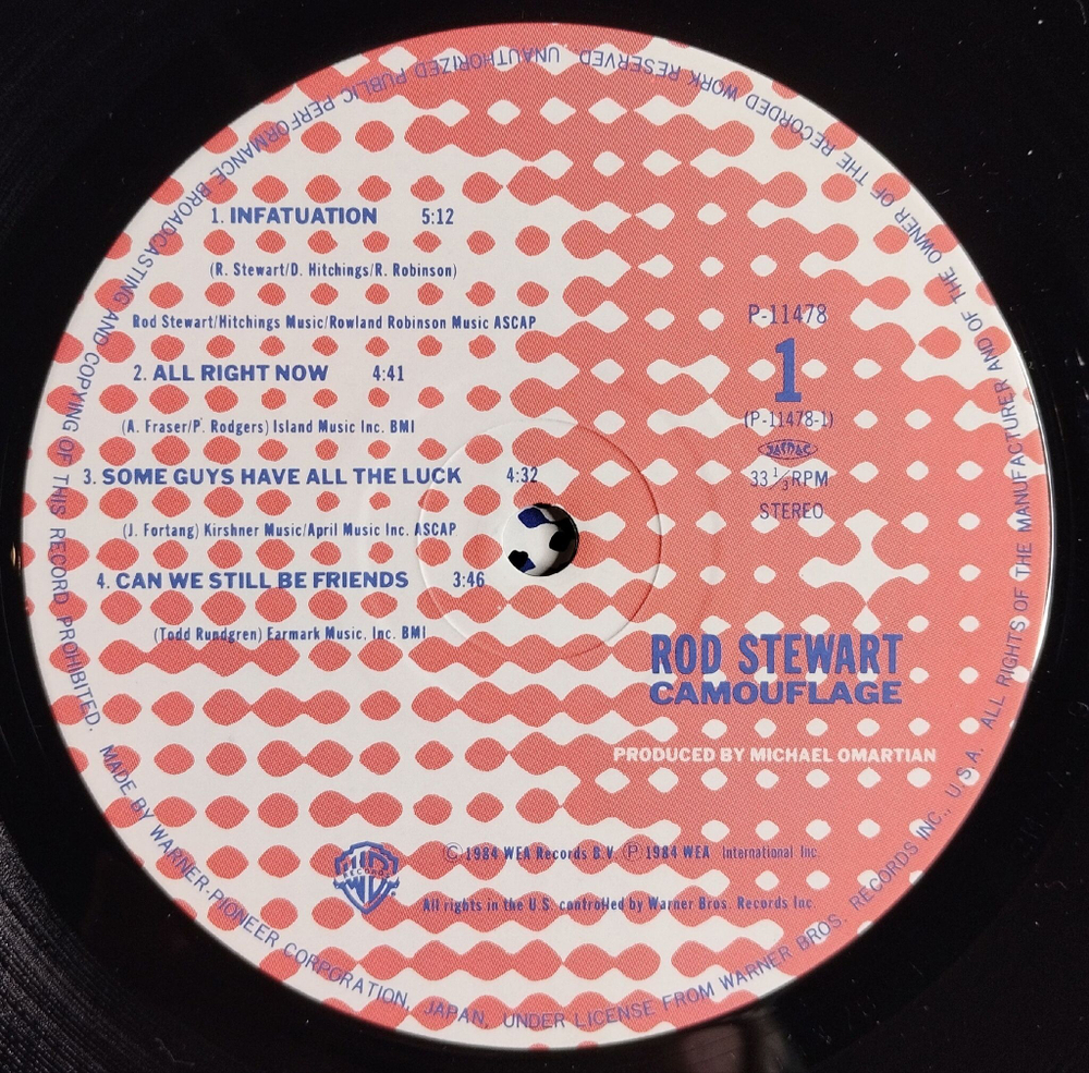 Винтажная виниловая пластинка LP Rod Stewart Camouflage (Japan 1984) (Obi Copy)