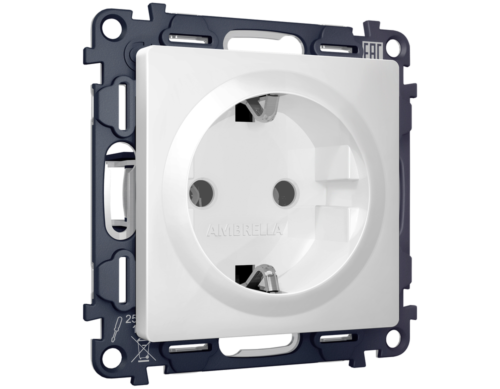 MA126010 Комплект механизма электрической розетки ALFA Белый матовый с/з на винтовых зажимах QUANT (AP1260, VM141)