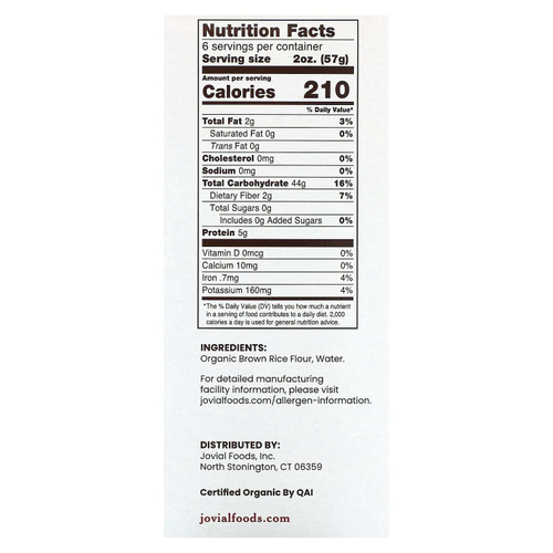 Jovial, Органическая паста из коричневого риса, Mafalda, 340 г (12 унций)