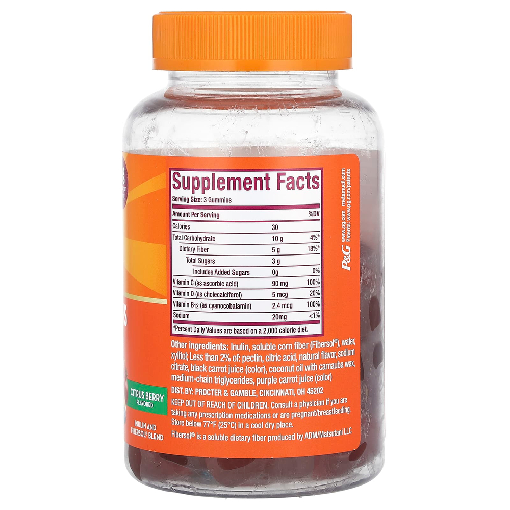 Metamucil, клетчатка и витамины, C, D и B12, цитрусовые, 72 жевательные таблетки