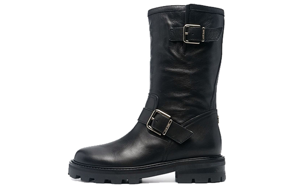Jimmy Choo Biker II Cow Leather Round Tip Boots Women"s Black
