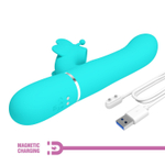 Аквамариновый вибратор-кролик Ridgely - 22,6 см. (Цвет: аквамариновый)