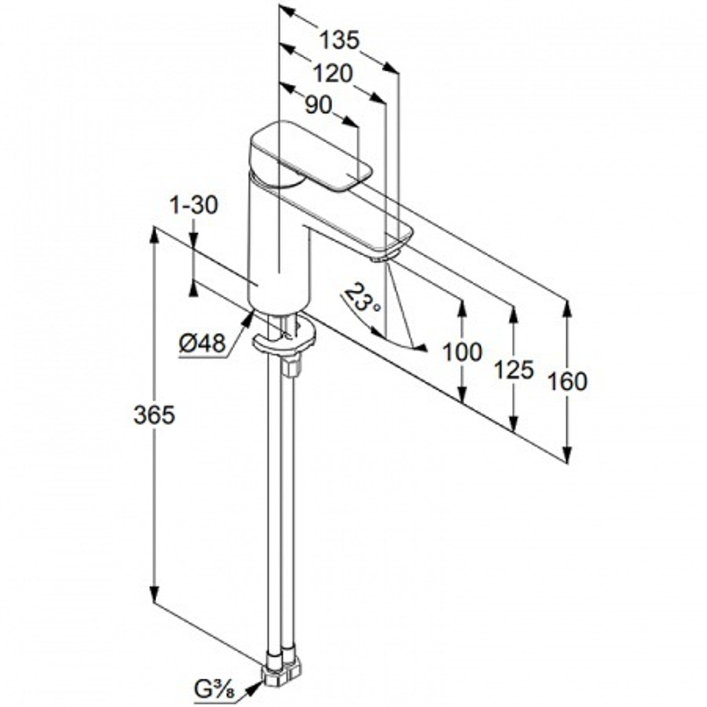 Смеситель для раковины Kludi Pure&Style 100 однорычажный, черный матовый (402923975)