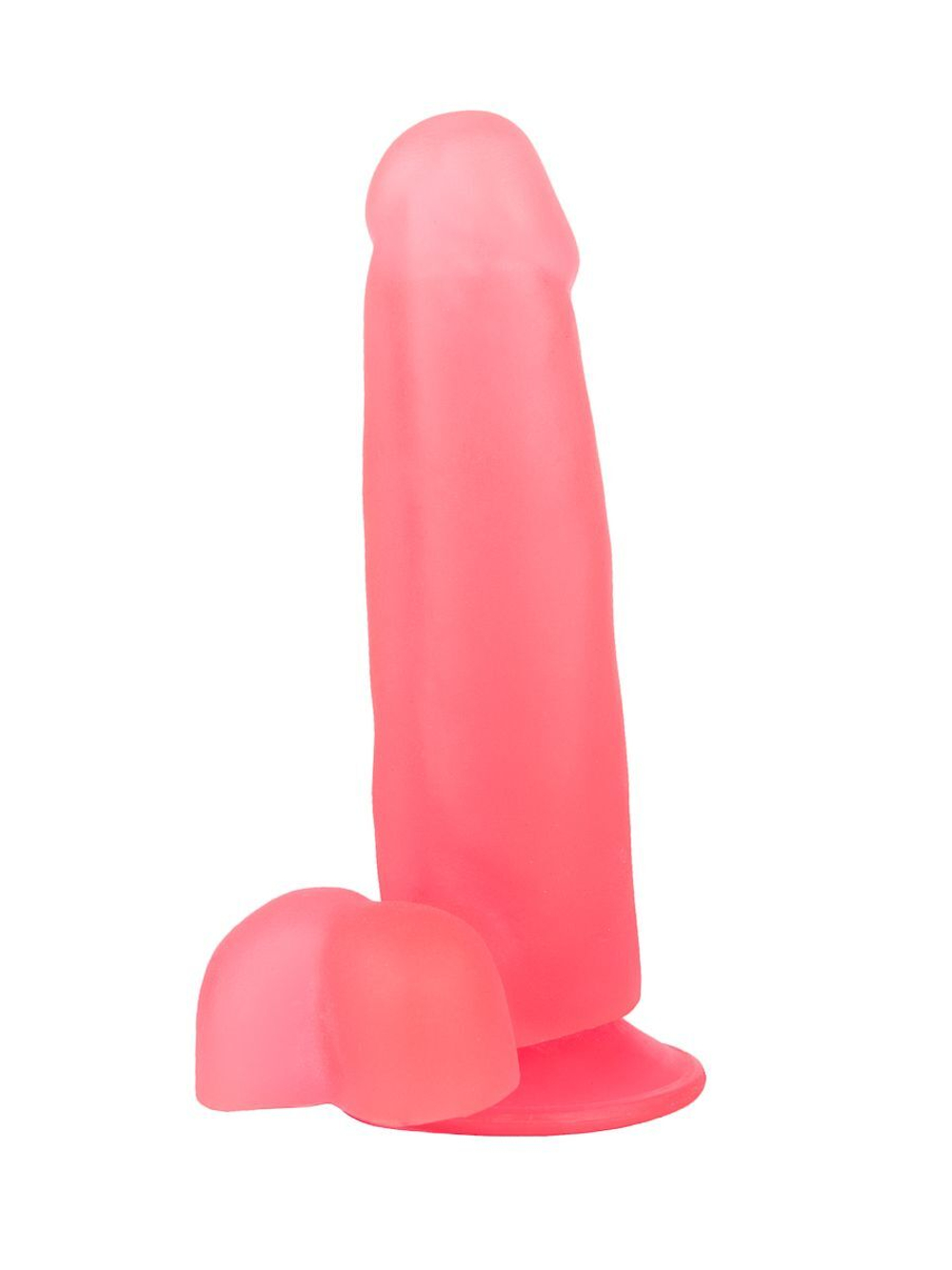 Нежно-розовый фаллоимитатор с мошонкой на присоске - 16,5 см. (Цвет: розовый)