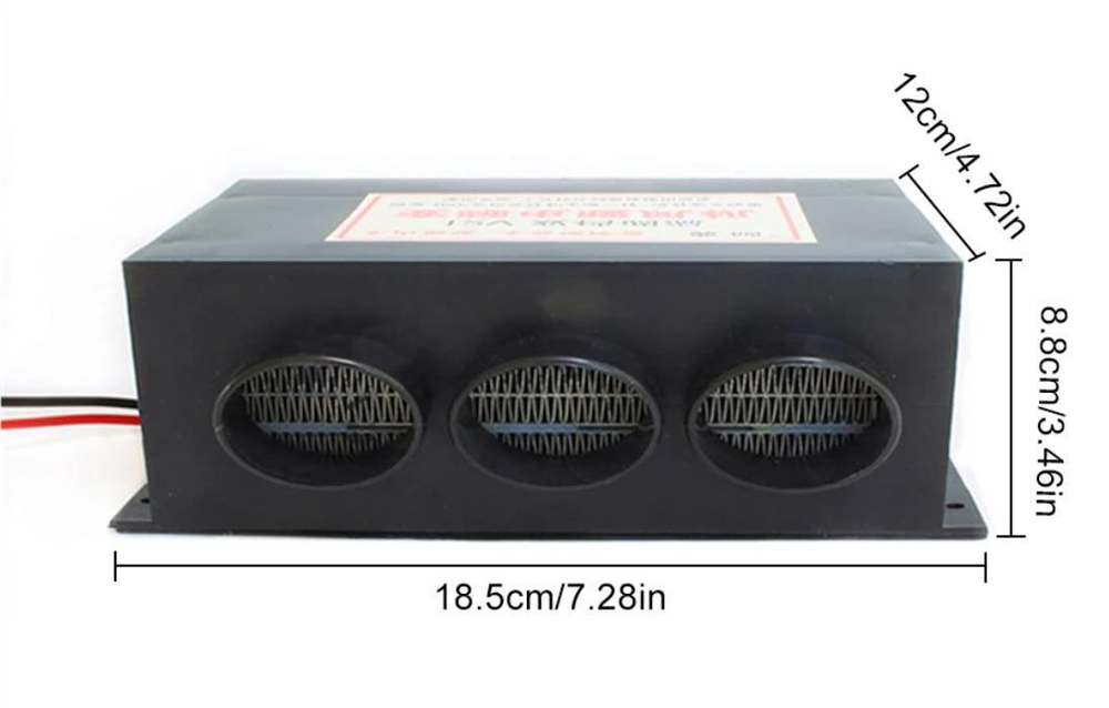 12V - 3 / Дополнительная печка, электрическая, (12 вольт) (3 сопла) салона авто 800 ватт (1 шт)