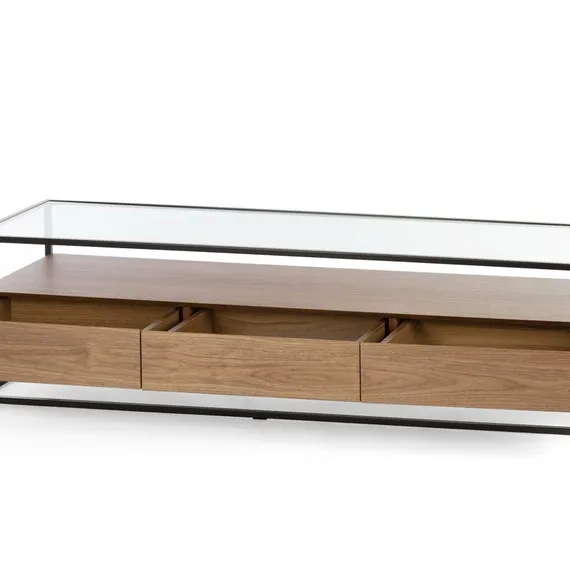 ТВ-консоль Sherwood 150х40 см, шпон ореха, стекло