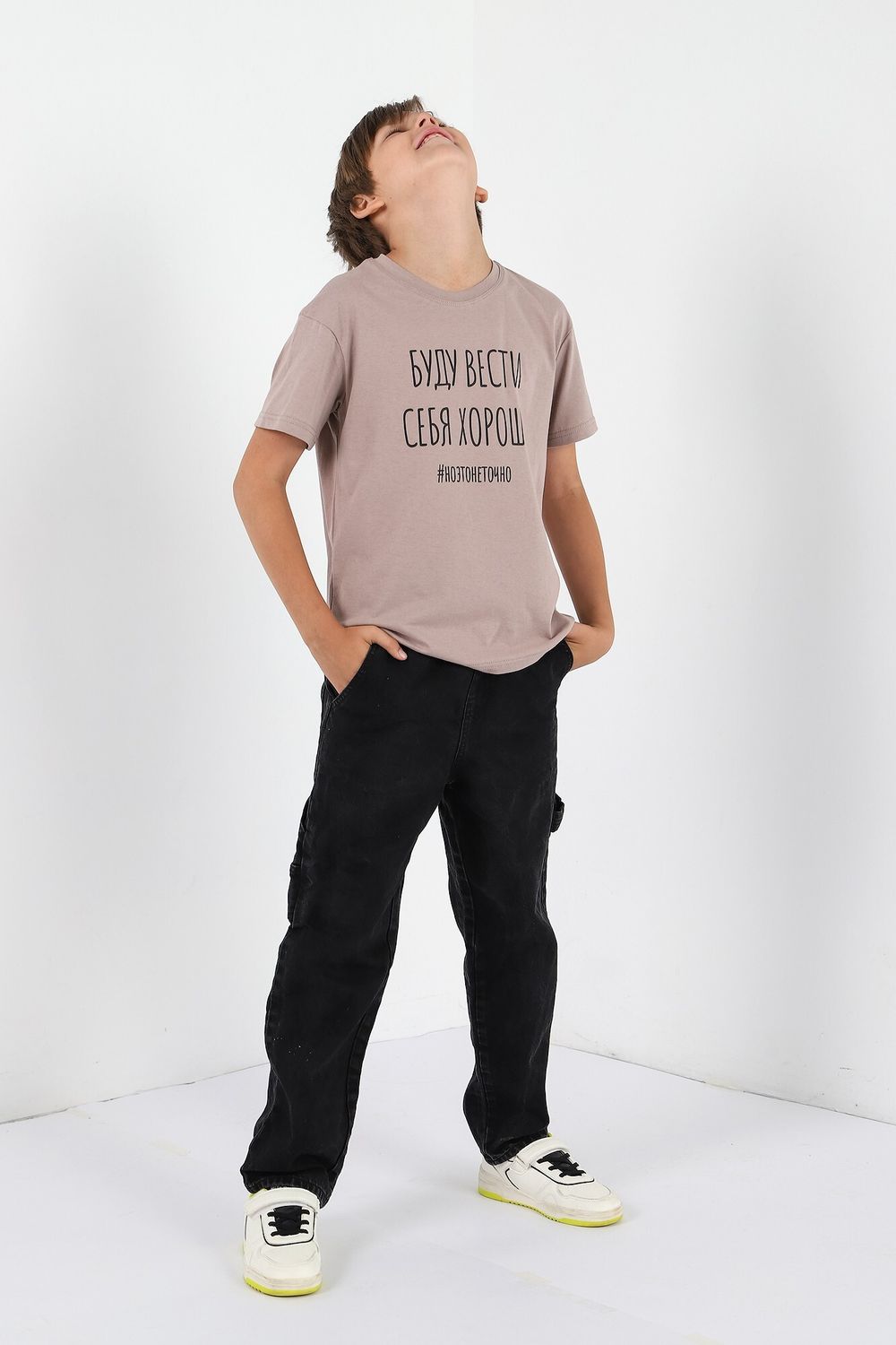 Фуфайка (футболка) для мальчика Кэш-2 Виотекс БЕЖЕВЫЙ