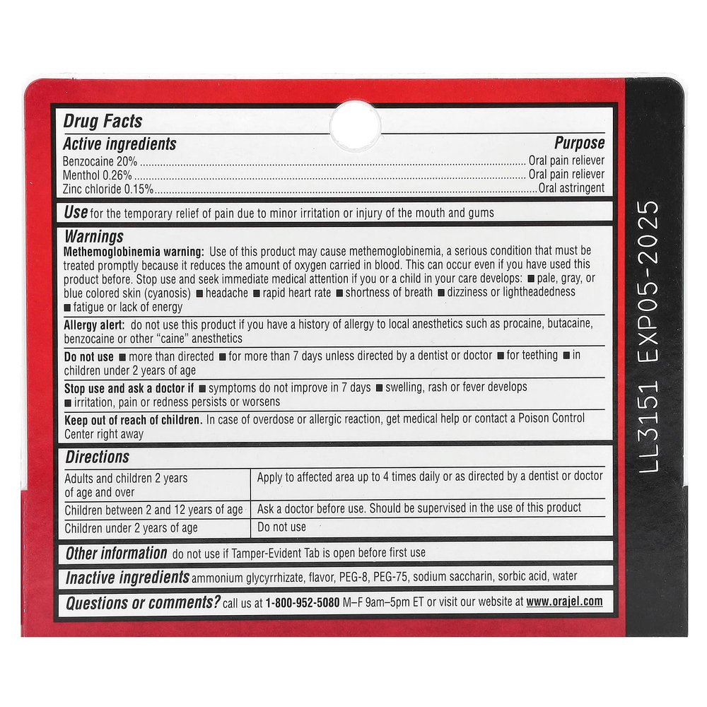 Orajel, Мгновенный обезболивающий гель, 3-кратное средство от зубной боли и десен, 11,9 г (0,42 унции)