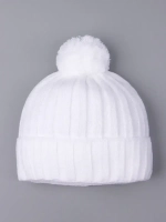 Шапка детская осенняя вязаная с помпоном