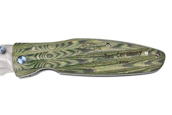 Складной нож Mcusta Senno Rikyu Tea Ceremony c клинком из стали VG-10 San Mai (Laminated Stainlesss Damascus) рукоять Micarta